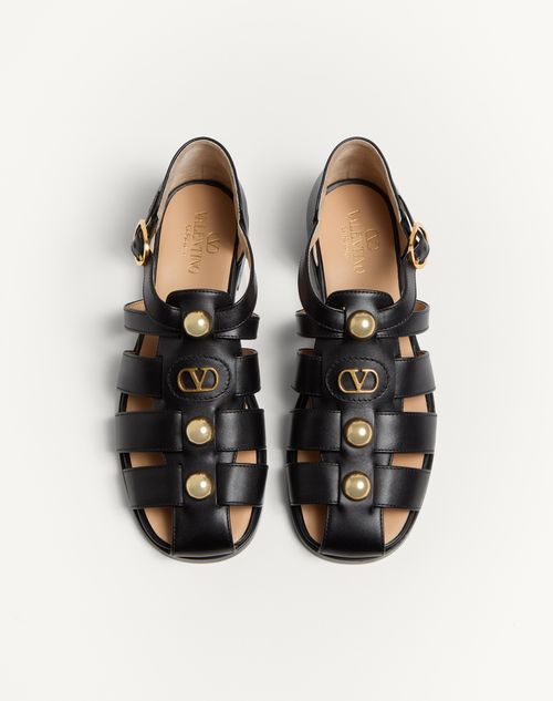 Valentino Garavani - Vlogo Signature Calfskin Fisherman Sandal 20mm - Black - Woman - Sandals