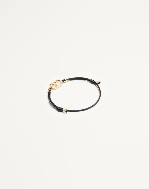 Valentino Garavani - Vlogo Signature Valentino Garavani Cotton Bracelet - Black - Woman - Jewelry