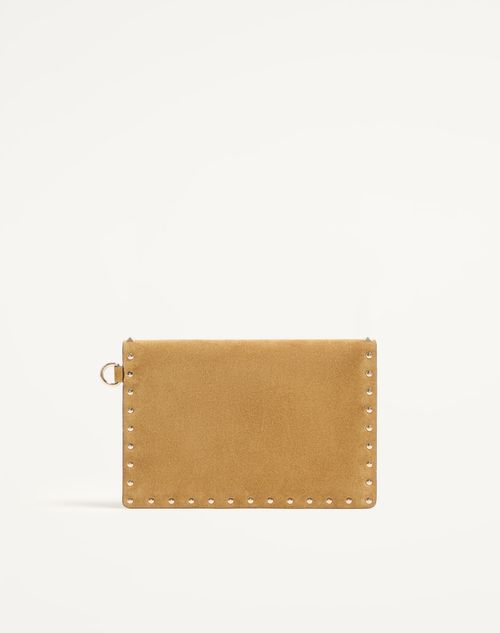 Valentino Garavani - Pochette Rockstud En Daim - Havana Beige - Femme - Pochettes