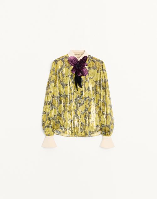 Valentino - Lurex Shirt With Après L'hiver Poppies Print - Multicolour - Woman - Shirts And Tops