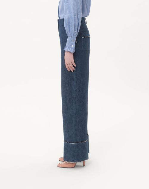 Valentino - Denim Chambray Pants - Blue - Woman - Denim