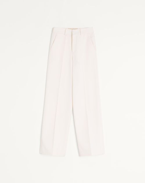 Valentino - Valentino Wool Grisaille Trousers - Latte - Man - Trousers And Shorts