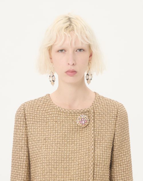 Valentino - Short Canestrello Lurex Tweed Dress - Gold - Woman - Dresses