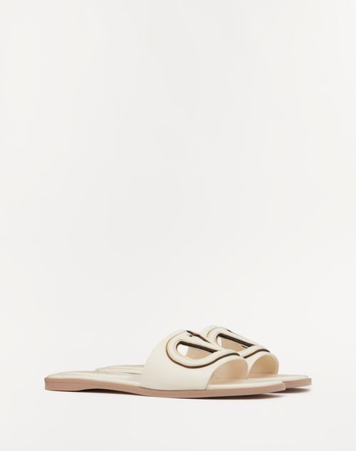 Valentino Garavani - Sandalo Slide Vlogo Cut-out In Vitello - Avorio - Donna - Slide E Infradito