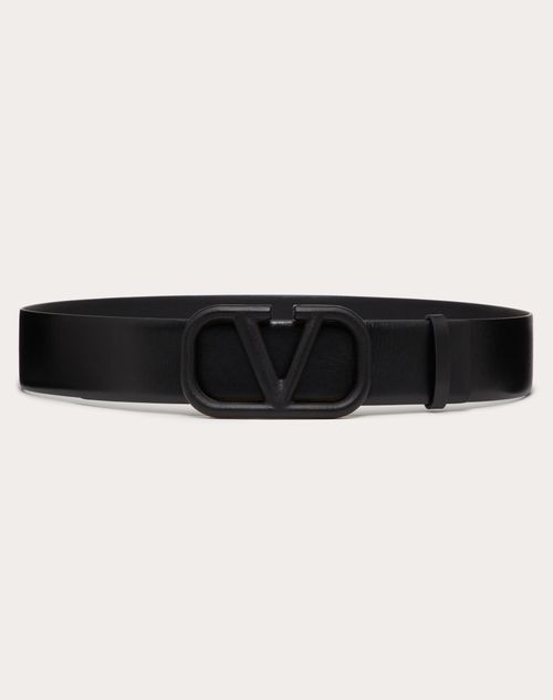 Valentino Garavani Vlogo Signature Belt In Glossy Calfskin 40mm Woman Black 075