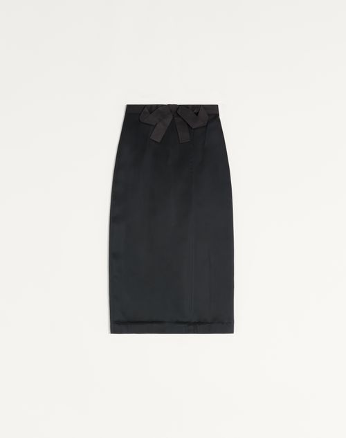 Valentino Satin Bow Midi Skirt In Black