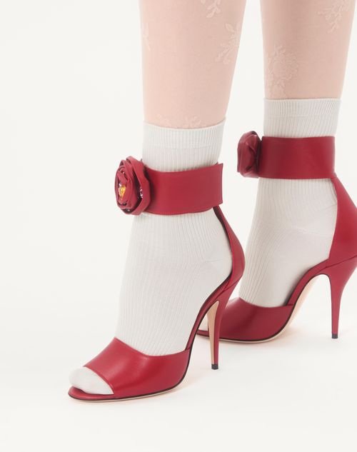 Valentino Garavani - Drip Rose Kidskin Sandal With Crystals 105mm - Red - Woman - Sandals