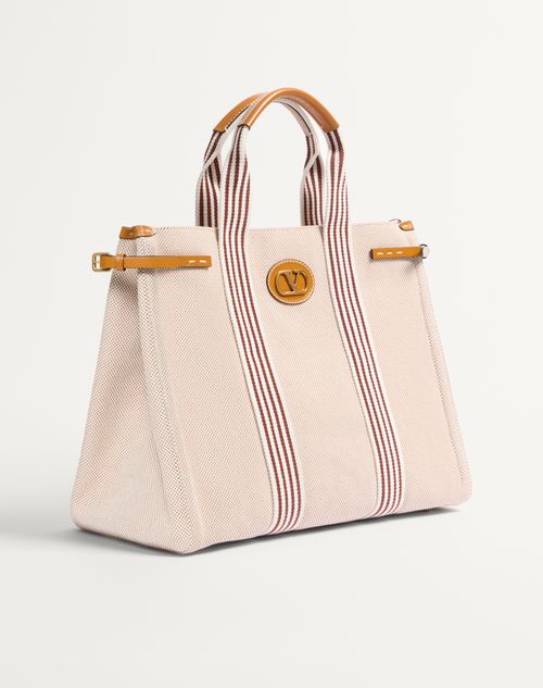 Valentino Garavani - Valentino Garavani Antibes Canvas Bag - Natural/tobacco - Man - Totes