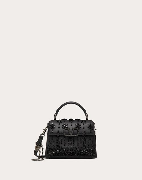 Shop Valentino Garavani Garavani Mini Vsling Embroidered Handbag Woman Black/ruthenium Uni