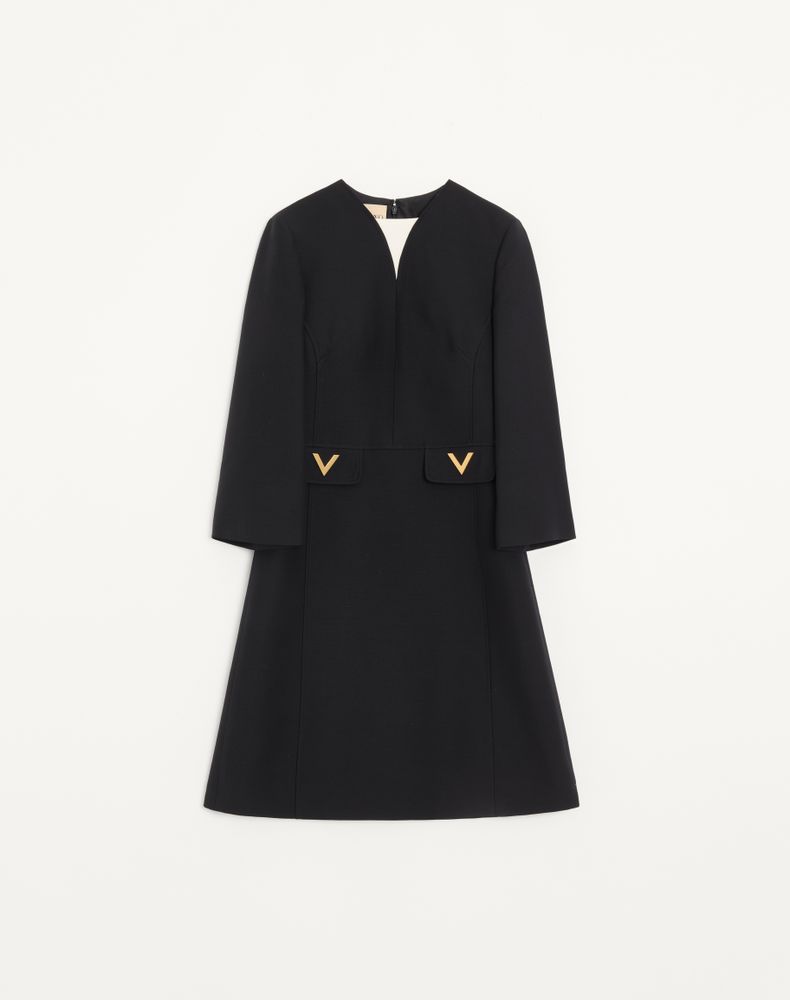 Valentino Women's Black Crepe Couture Midi Dress Woman 50