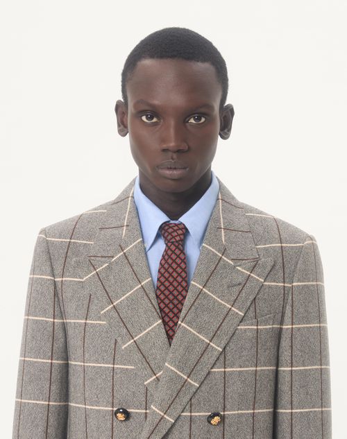 Valentino Garavani - Valentie Cotton Jacquard Tie With Chamber Pattern And Vlogo Signature Detail - Black/orange - Man - Soft Accessories