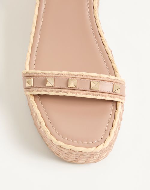 Valentino Garavani - Rockstud Flatform Sandal In Calfskin 45mm - Rose Cannelle - Woman - Espadrilles And Wedges