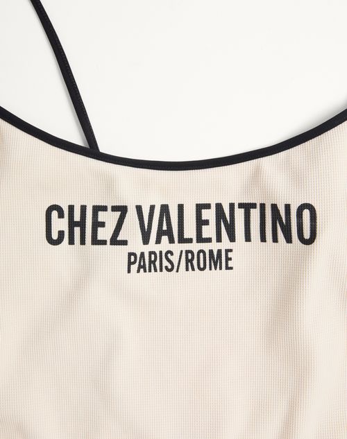 Valentino - Traje De Baño De Piqué De Lycra - Abedul/negro - Mujer - Moda Baño