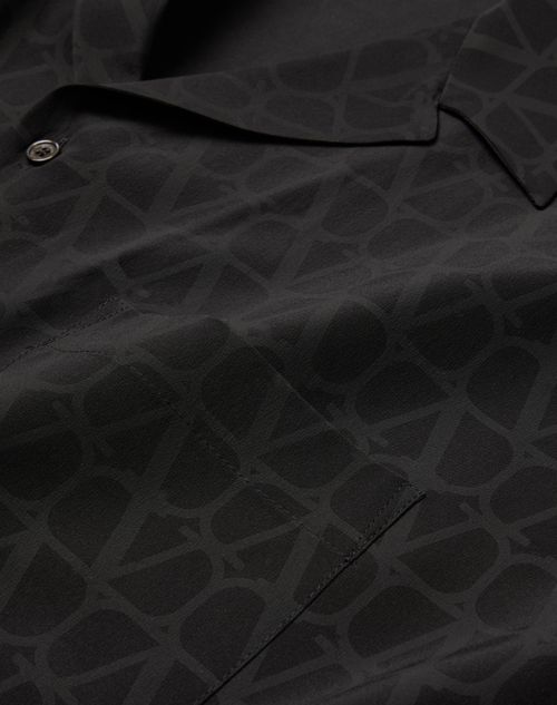 Valentino - Silk Bowling Shirt In Toile Iconographe Print - Black - Man - Shirts
