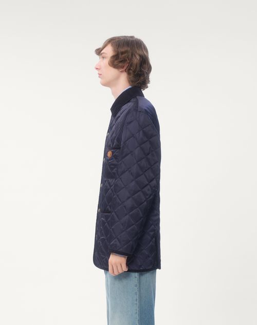 Valentino - Quilted Nylon Shirt Jacket With Vlogo Patch - Navy - Man - Outerwear