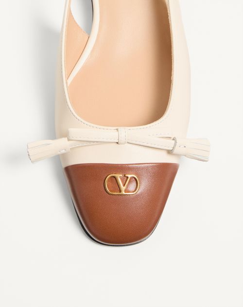 Valentino Garavani - Valet Du Roi Kid Slingback Ballerina 25mmm - Butter/tobacco - Woman - Ballerinas