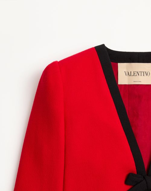 Valentino - Valentino Wool Crepe Jacket - Carmine Red/black - Woman - Jackets And Blazers