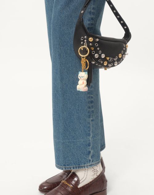 Valentino Garavani - Colgante Para Bolso Valentino Garavani Le Chat De La Maison De Nailon Con Llavero - Bronce Envejecido/multicolor - Hombre - Otros Accesorios