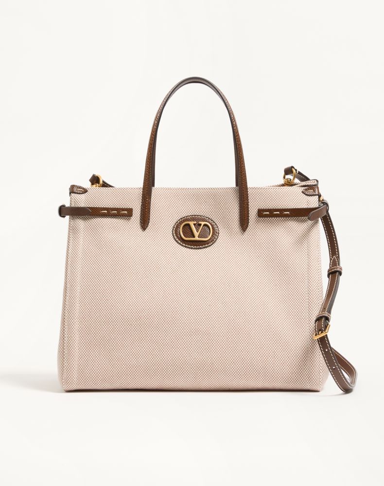 Valentino Garavani Men's Natural Antibes Medium Canvas Shopping Bag Man Uni