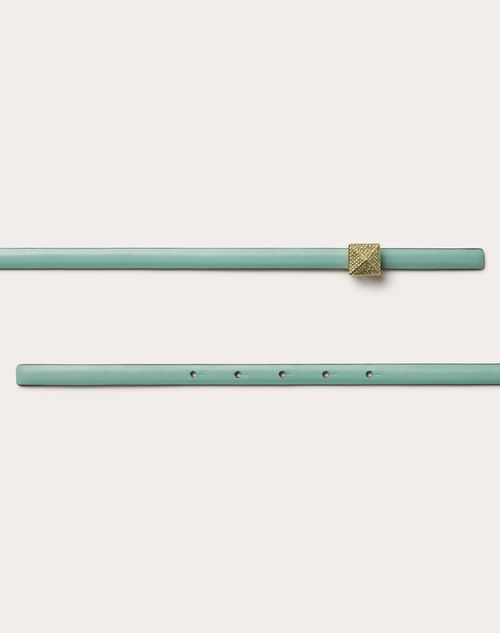 Valentino Garavani - ヴァレンティノ ガラヴァーニ ワンスタッズ シャイニーカーフスキン リバーシブルベルト 12mm - モーニングデュー/オパールグレー - ウィメンズ - ベルト