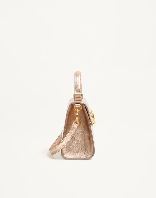 Valentino Garavani - Valentino Garavani Vsling Small Handbag In Laminated Grainy Calfskin - Champagne - Woman - Top Handle Bags