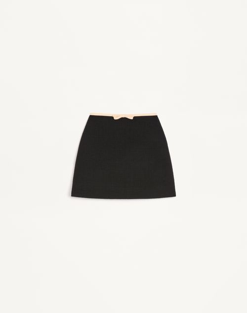 Valentino - Plain Wool Tweed Short Skirt - Black/red/green - Woman - Skirts