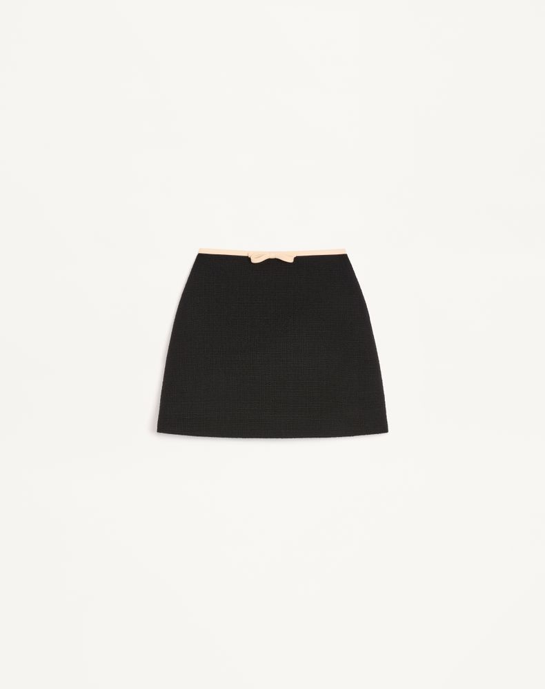 Valentino Women's Black/Red/Green Plain Wool Tweed Short Skirt Woman 48
