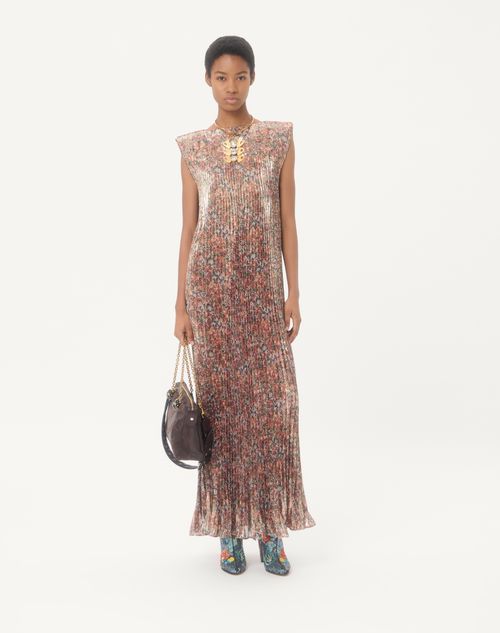 Valentino - Midi Dress In Millefiori Allover Flowerism Lurex - Multicolour - Woman - Dresses