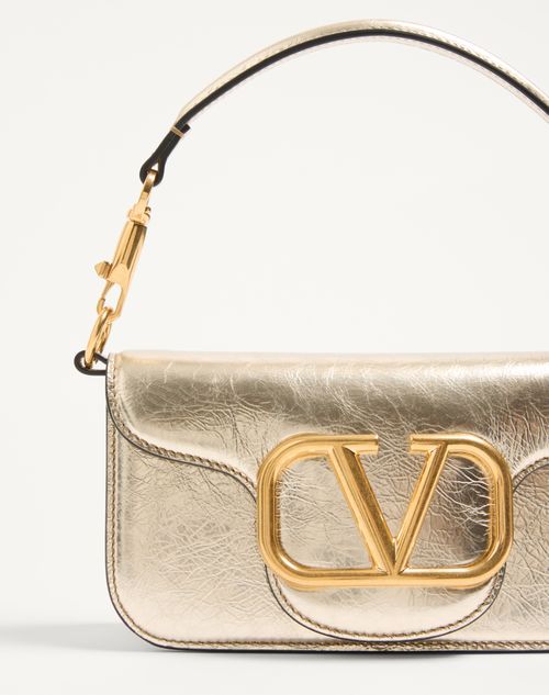 Valentino Garavani - Kleine Valentino Garavani Locò Schultertasche Aus Metallic-kalbsleder
 - Platin - Frau - Schultertaschen