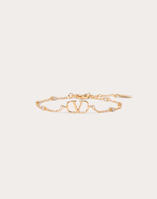 Valentino Garavani Vlogo Signature Metal And Swarovski® Crystal Bracelet Woman Gold Uni