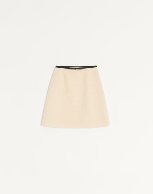Valentino - Plain Wool Tweed Skirt - Almond/black - Woman - Skirts