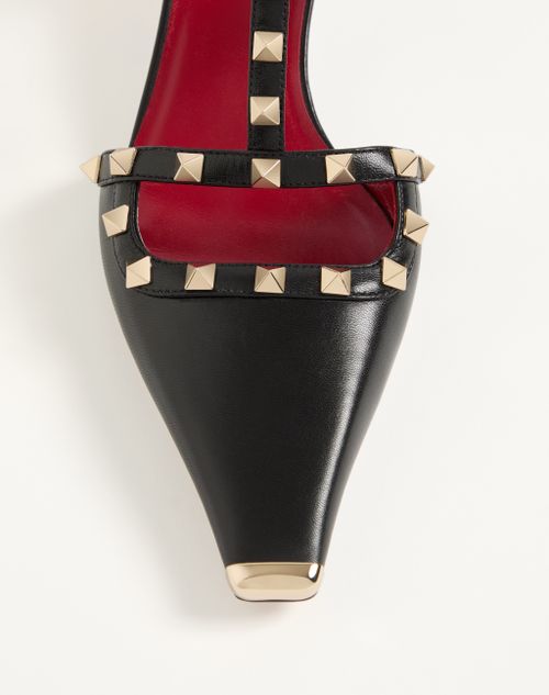 Valentino Garavani - Rockstud Court Shoes In Kid Leather 40mm - Black - Woman - Pumps And Slingbacks