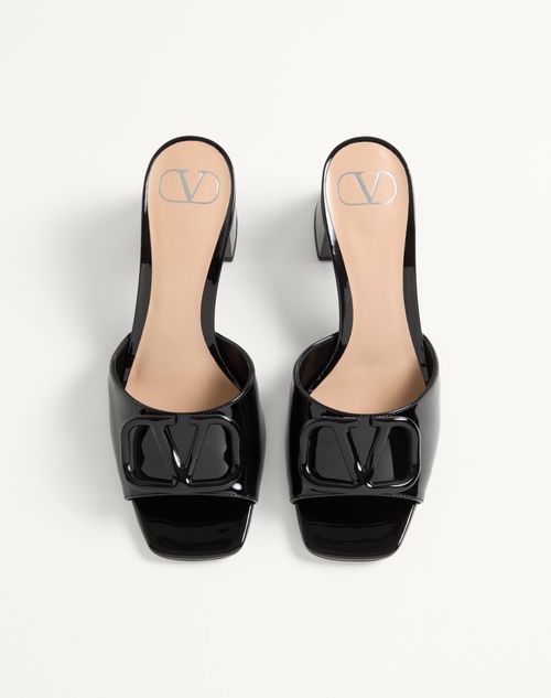 Valentino Garavani - Vlogo Signature Patent Leather Slide Sandal 60mm - Black - Woman - Sandals