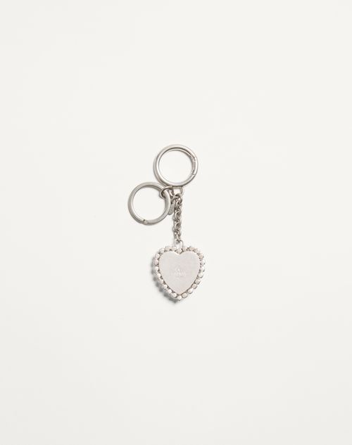 Valentino Garavani - Coeur Hyperbole Bag Charm With Key Chain In Metal, Synthetic Material, And Crystals - Palladium/azure - Woman - Bag Charms And Keyrings