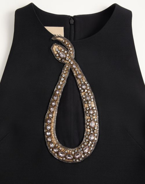 Valentino - Embroidered Crepe Couture Short Dress - Black/crystal - Woman - Dresses