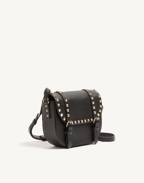 Valentino Garavani - Petit Sac Porté Épaule Valentino Garavani Rockstud En Cuir De Veau Grainé - Noir - Femme - Sacs Porté Épaule