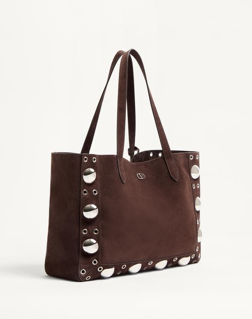 Valentino Garavani - Valentino Garavani Mittlere Nellcôte Einkaufstasche Aus Wildleder - Braun - Frau - Shopper