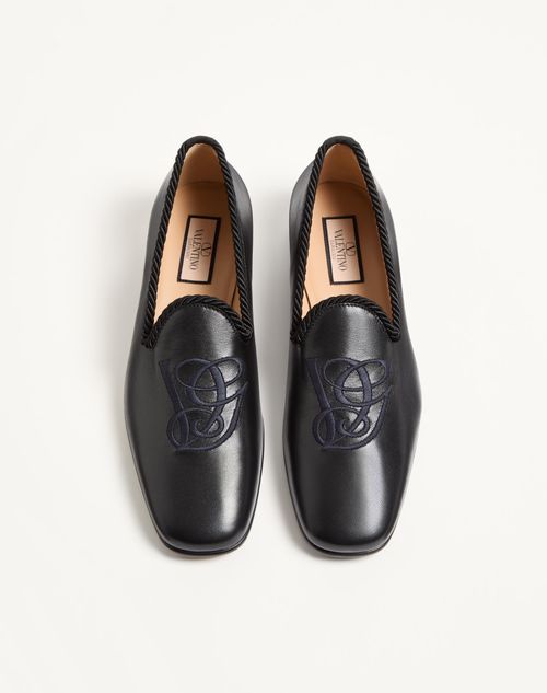 Valentino Garavani - Les Alcôvettes Moccasin In Kidskin - Black - Man - Loafers And Driver