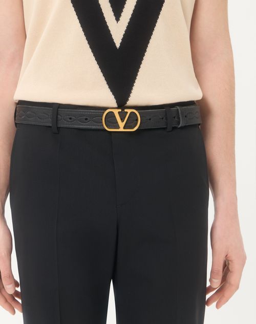 Valentino Garavani - Cintura Vlogo Signature In Vitello 30 Mm - Nero - Uomo - Cinture