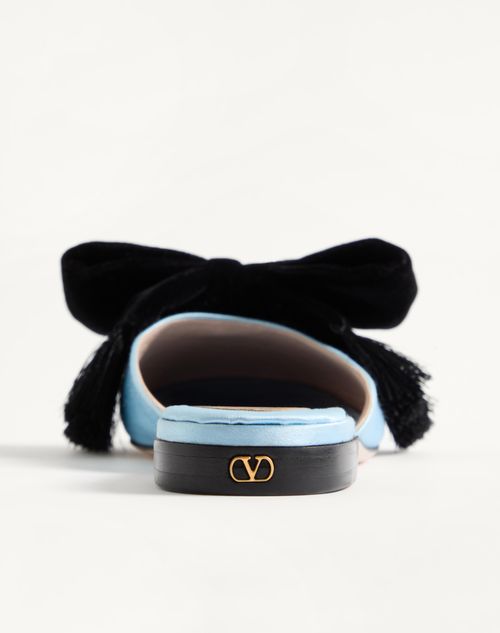 Valentino Garavani - Reinette Satin Mule - Azure - Woman - Ballerinas