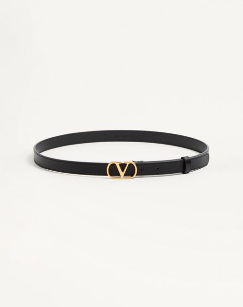 Valentino Garavani - Vlogo Signature Belt In Shiny Calfskin 20 Mm - Black - Woman - Belts