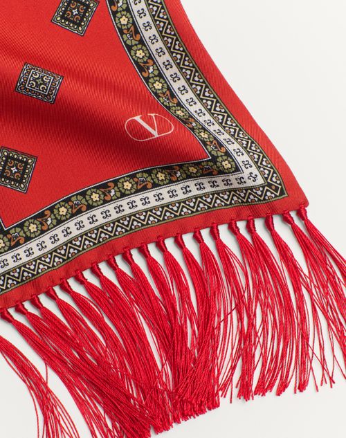 Valentino Garavani - Chamber Silk Bandeau Scarf With Fringe - Orange/white/beige/cream - Man - Soft Accessories