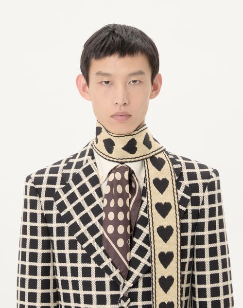 Valentino - Single-breasted Wool Blend Jacket With Check Pattern - Black/butter - Man - Coats And Blazers
