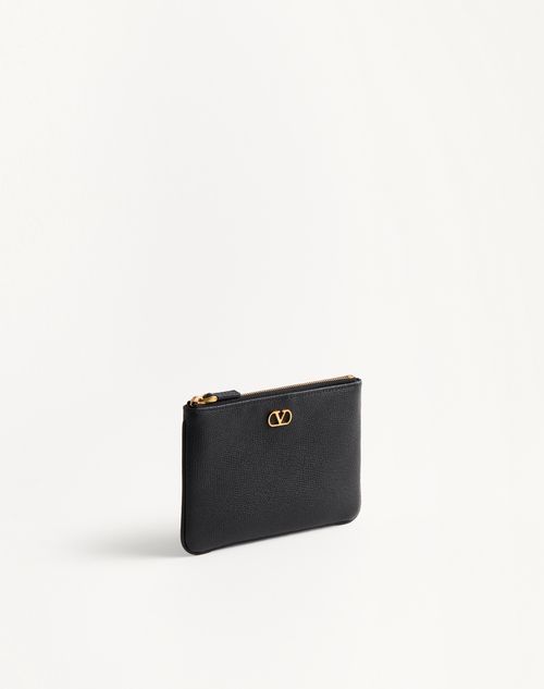 Valentino Garavani - Vlogo Signature Grainy Calfskin Clutch Bag - Black - Woman - Clutches