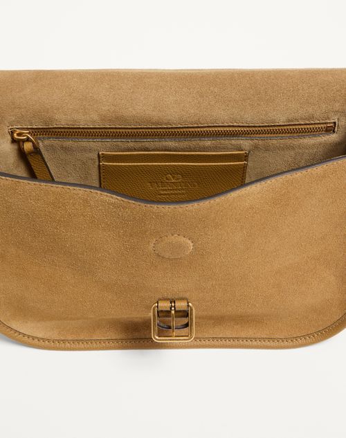 Valentino Garavani - Valentino Garavani Antibes Suede Shoulder Bag - Havana Beige - Man - Shoulder Bags