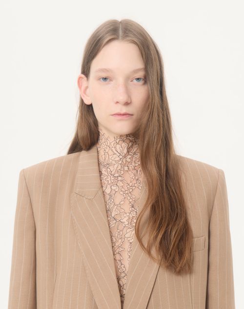 Valentino - Faded Pinstripe Jacket - Beige/ivory - Woman - Jackets And Blazers