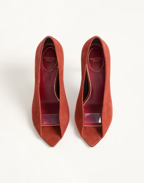Open Toe Révélé Suede Pumps 105mm for Woman in Rust | Valentino CH