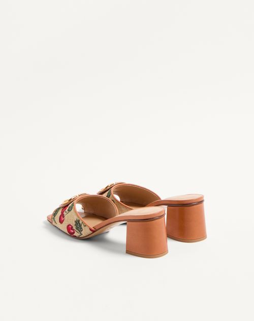 Valentino Garavani - Vlogo Signature Cherryfic Slide Sandal 60mm - Natural/red - Woman - Sandals