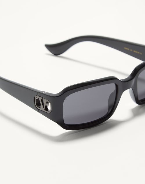 Valentino - Rechteckige Acetat-brille - Schwarz/grau - Unisex - Sonnenbrillen