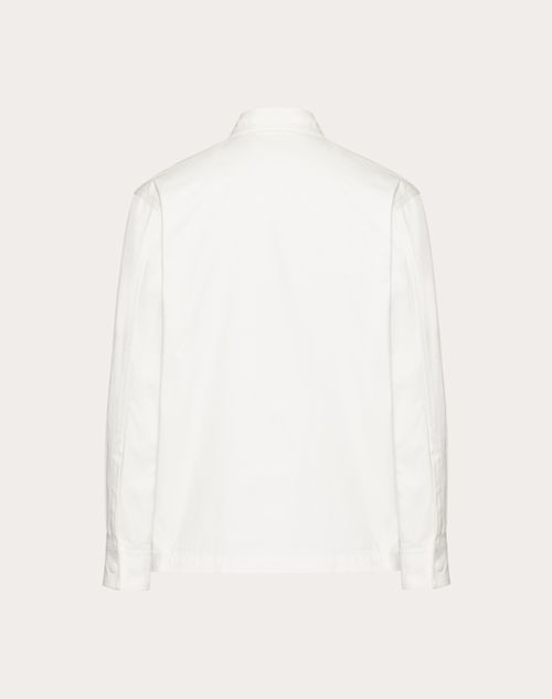 Valentino - Stretch Cotton Canvas Jacket With Rubberized V Detail - Ivory - Man - Outerwear